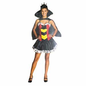 Queen Of Broken Hearts Dress Cape Crown Junior's Costume Small 3-5